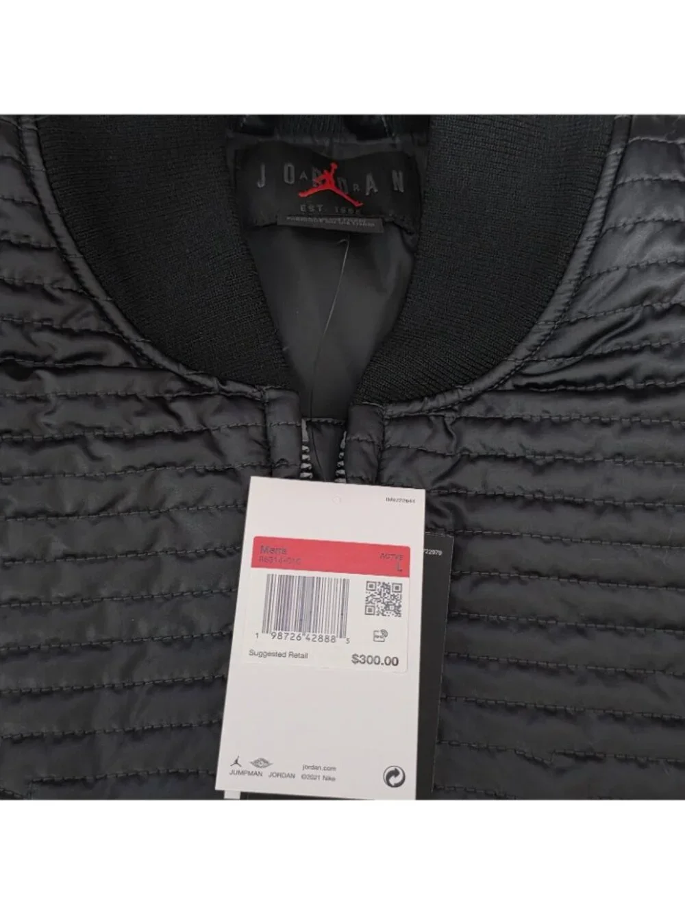 Jordan Bomber Jacket Full Zip Quilted Down Black  Men's Sz L II5314 010 $300